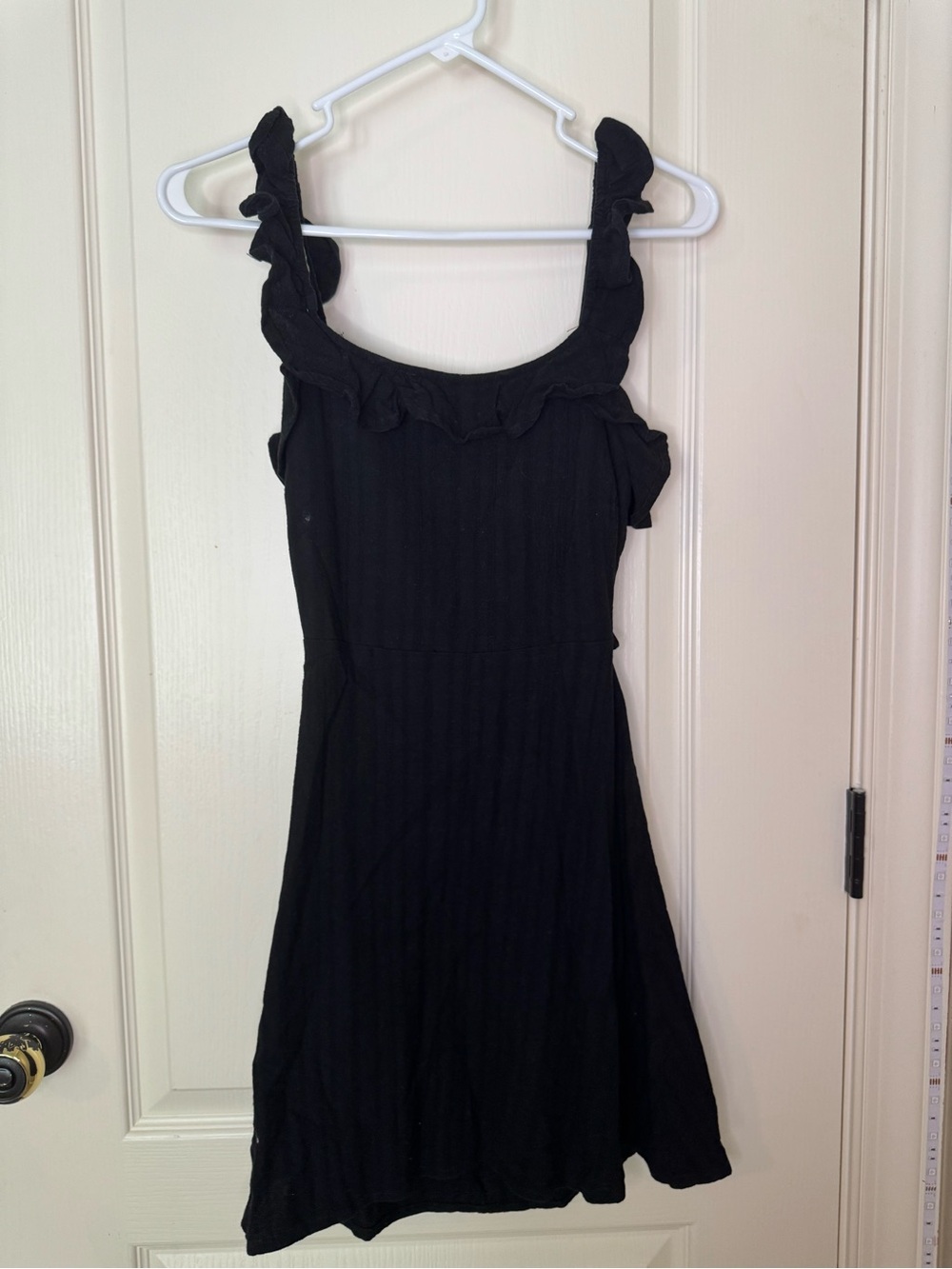 Lulu's Black Ruffle-Shoulder Mini Dress